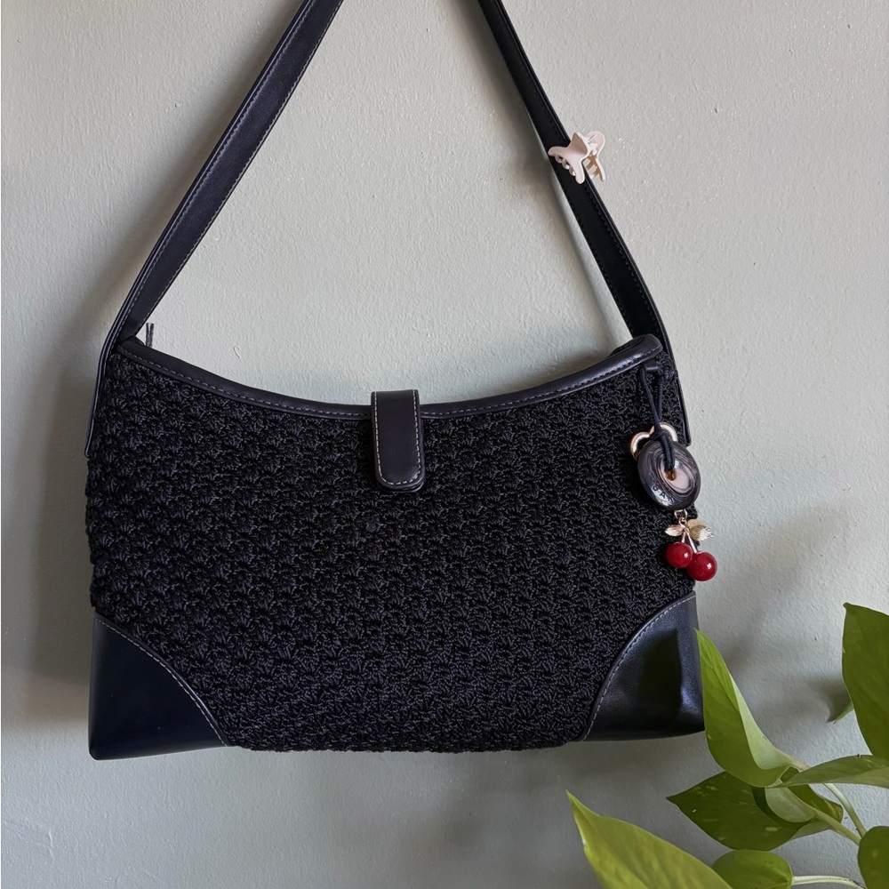 The Sak Black Crochet Shoulder Bag